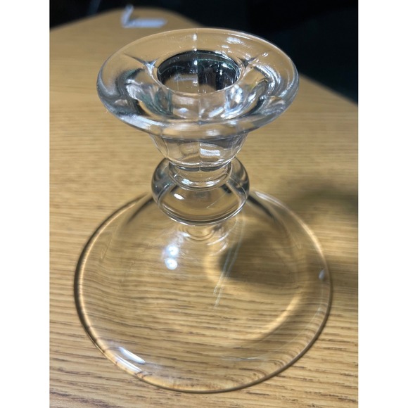 Other - Vintage Clear Glass Taper Candle Holder Tiered Round Weighted Base Decorative